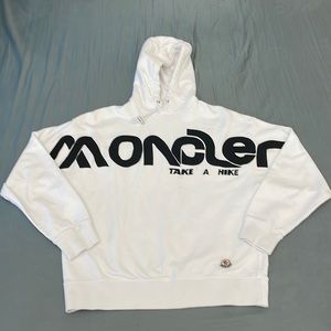 Moncler “Take a Hike” Hoodie, White, Size M-L